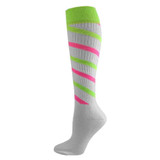 Cyclone Knee High Sports Socks - White Neon Green Neon Pink