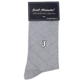 Pair of Men's Dress Socks Alphabet Letter Initials - Light Grey