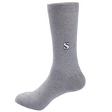 Pair of Men's Dress Socks Alphabet Letter Initials - Light Grey