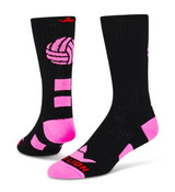 Dig Crew Sports Socks - Black Neon Pink - Medium