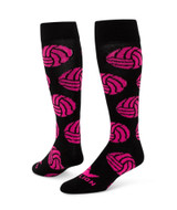 Spike Knee High Sports Socks - Black Neon Pink - Small