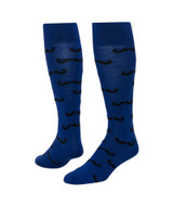 Mustache Knee High Sports Socks - Royal Blue Black