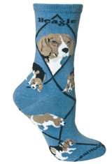 Beagle Crew Novelty Socks - Blue