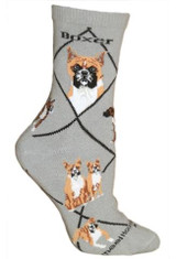 Boxer Crew Novelty Socks - Gray