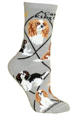 Cavalier King Charles Crew Novelty Socks - Gray