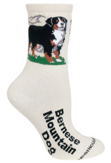 Bernese Mountain Dog Label Crew Novelty Socks