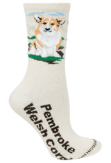 Pembroke Welsh Corgi Label Crew Novelty Socks