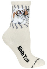 Brown Shih Tzu Label Crew Novelty Socks