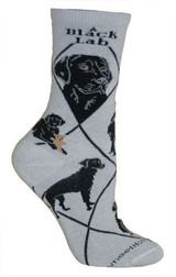 Black Labrador Crew Novelty Socks - Gray