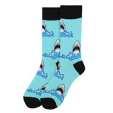 Pair of Men's Shark Jaws Crew Novelty Socks - Blue