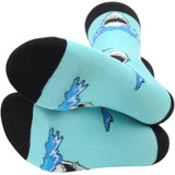 Pair of Men's Shark Jaws Crew Novelty Socks - Blue