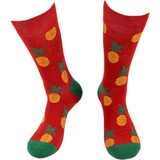 Pair of Men's Pineapple Crew Novelty Socks - Hot Pink