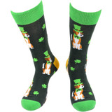 Men's St. Patrick's Day Shamrock Clover Dog Crew Novelty Socks