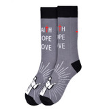 Pair of Men's Faith Hope Love Crew Novelty Socks - Gray