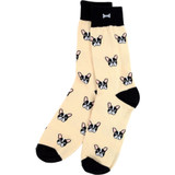 Men's French Bulldog Crew Novelty Socks - Beige