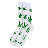 Men's Marijuana Leaf Crew Novelty Socks -White Green