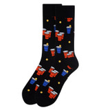 Men's Beer Pong Crew Novelty Socks - Black