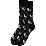 Men's Halloween Ghost Boo Pattern Crew Novelty Socks - Black
