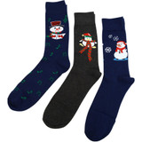 Men's Christmas Snowman Crew Novelty Socks 3 Pair Pack