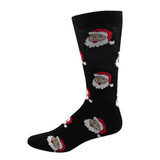 Men's Christmas Laughing Santa Faces Pattern Novelty Crew Socks - Black