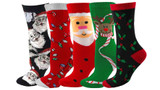 Women's Assorted Christmas Holiday Socks 5 Pair Pack