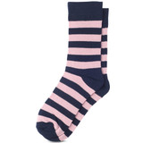 Men's College Stripe Cotton Dress Socks - Purple Pink Navy