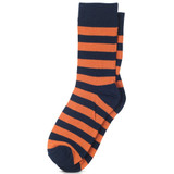 Men's College Stripe Cotton Dress Socks - Orange Navy