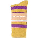 Men's College Stripe Cotton Dress Socks - Purple Gold