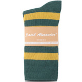 Men's College Stripe Cotton Dress Socks - Green Gold