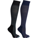 Tri-Color Stripes Designed Microfiber Nylon Comfort Half Cushion Anti-Odor Knee-High Compression Socks - Black