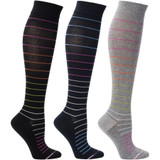Pinstripe Designed Cotton Blend Anti-Microbial Anti-Odor Multi-Color Knee-High Compression Socks - Navy