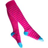 Funfetti Designed Cotton Blend Anti-Microbial Anti-Odor Knee-High Compression Socks - Hot Pink