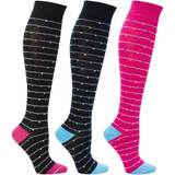Funfetti Designed Cotton Blend Anti-Microbial Anti-Odor Knee-High Compression Socks - Hot Pink