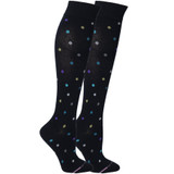 Dancing Dots Designed Cotton Blend Anti-Microbial Anti-Odor Knee-High Compression Socks - Navy