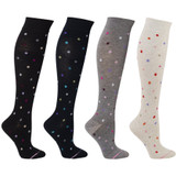 Dancing Dots Designed Cotton Blend Anti-Microbial Anti-Odor Knee-High Compression Socks - Grey Heather