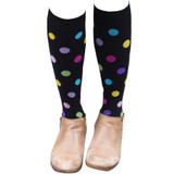 Large Dots Designed Cotton Blend Anti-Microbial Anti-Odor Knee-High Compression Socks - Black