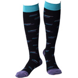 Broken Stripe Patch Designed Cotton Blend Anti-Microbial Anti-Odor Knee-High Compression Socks - Black