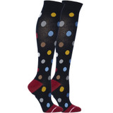 Large Dots Designed Cotton Blend Anti-Microbial Anti-Odor Knee-High Compression Socks - Navy