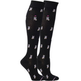 French Bulldog Designed Cotton Blend Anti-Microbial Anti-Odor Knee-High Compression Socks - Black