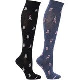 French Bulldog Designed Cotton Blend Anti-Microbial Anti-Odor Knee-High Compression Socks - Black