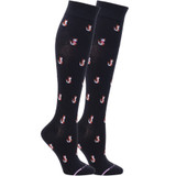 Cat Designed Cotton Blend Anti-Microbial Anti-Odor Knee-High Compression Socks - Black