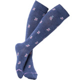 French Bulldog Designed Cotton Blend Anti-Microbial Anti-Odor Knee-High Compression Socks - Denim Heather