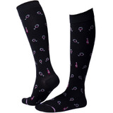 Wine Designed Cotton Blend Anti-Microbial Anti-Odor Knee-High Compression Socks - Black