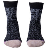 2 pack Floral Textured Super Comfort Top Half Cushion Crew-High Compression Socks - Black