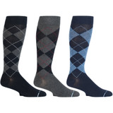 Classic Argyle Designed Knee-High Compression Socks - Navy Blue