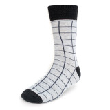 Men's Grid Lines Crew Socks - Light Gray Black