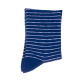 Men's White Stripe Crew Socks - Blue