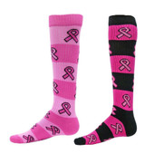 Black Neon Pink Ribbon Rugby Knee High Sports Socks