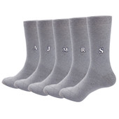 Pair of Men's Dress Socks Alphabet Letter Initials - Light Grey