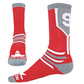 Prime Numbers Crew Sports Socks - (Single Sock) Red #9